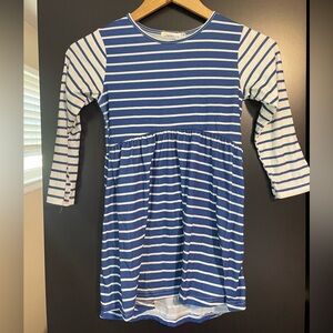 Blue Striped Kids Dress - Size 7